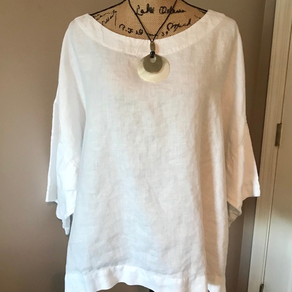 🌴🌺XL- J.Jill linen Kimono Top-White🌺🌴